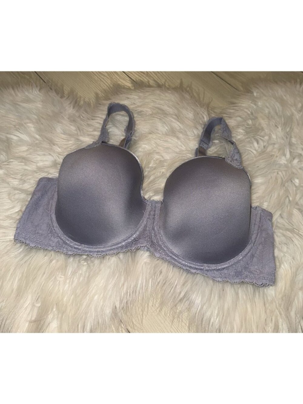 Wacoal Vivid Encounter Lace Trim Contour Bra UW Womens 38D Purple 853395